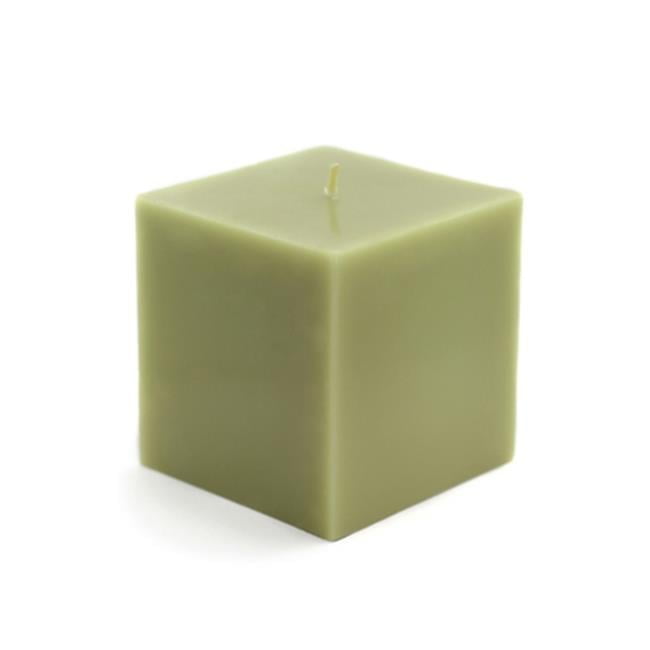Sage Green Square Dripless Pillar Candle Set