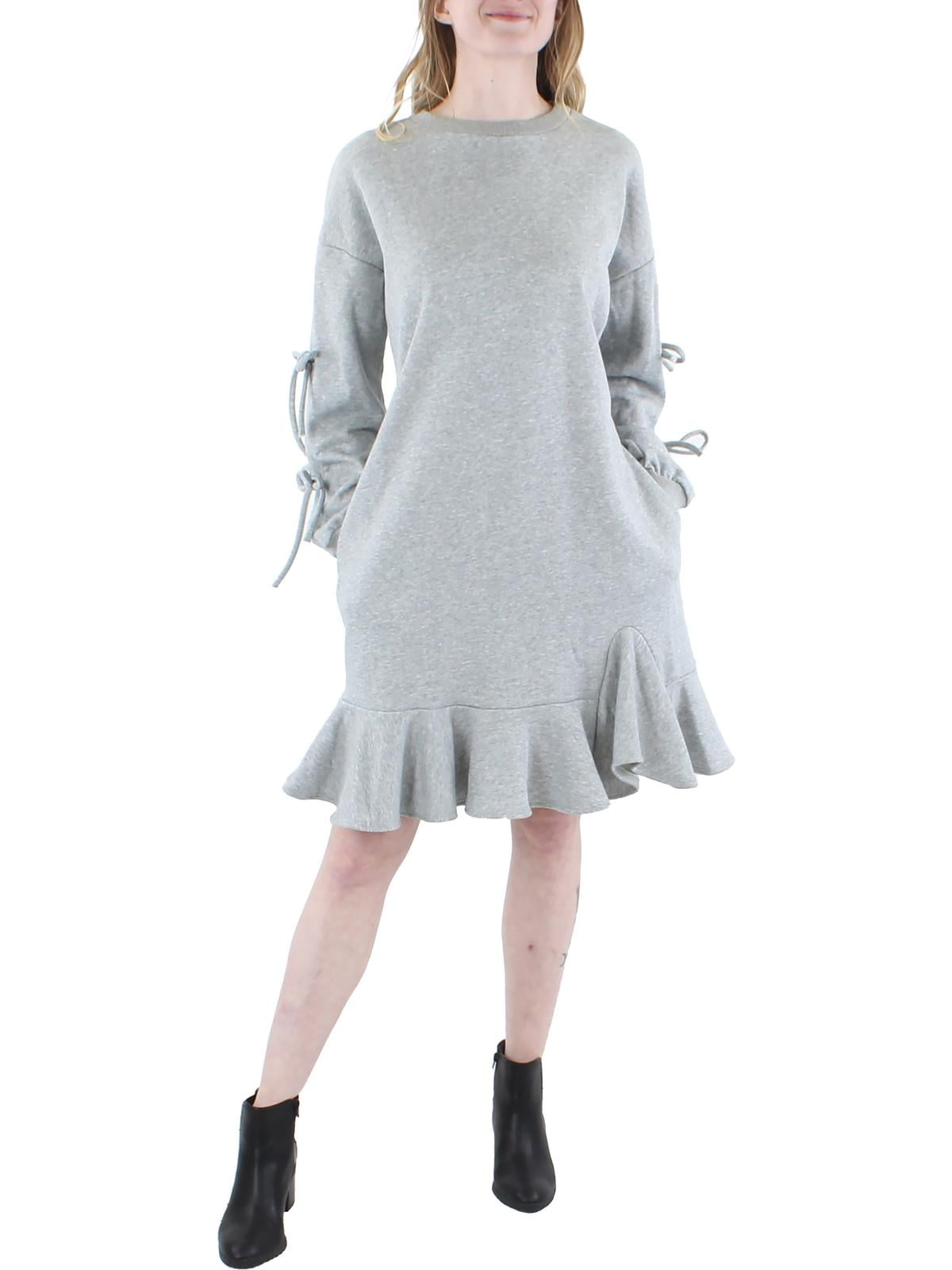 CQ by CQ Womens Grommet Ruffled Sweatshirt Dress Walmart