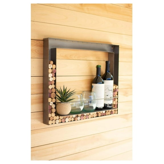 CQ7493 Wall Bar and Wine Cork Holder, Brown
