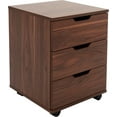 thumbnail image 1 of CQAOE 3-Drawer Vertical Filing Cabinet Rolling Wood Mobile File Cabinets Under Desk for Home Office with Casters (Brown Walnut, Non-Assembled), 1 of 7