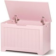 thumbnail image 1 of CQAOE 30" Wooden Storage Chest Bench with 2 Safety Hinges, 40 Gallon Entryway Organizer Box for Blankets, Toys & Shoes, Rustic Indoor Storage Trunk, Pink, 1 of 8