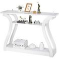 thumbnail image 1 of CQAOE 47" Modern Wood Console Table with Curved Legs & 3-Tier Shelf – Perfect for Entryway, Living Room, Hallway – Easy Assembly, Stylish Accent Sofa Table(White), 1 of 14