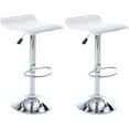 thumbnail image 1 of CQAOE Adjustable Bar Stools Set of 2, Modern Swivel PU Leather Backless Bar Chairs, Airlift Height Adjustable Counter Stools for Kitchen Island, Dining Room, Home Bar (White), 1 of 10