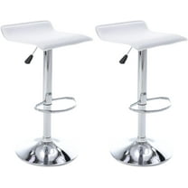 CQAOE Adjustable Bar Stools Set of 2, Modern Swivel PU Leather Backless Bar Chairs, Airlift Height Adjustable Counter Stools for Kitchen Island, Dining Room, Home Bar (White)
