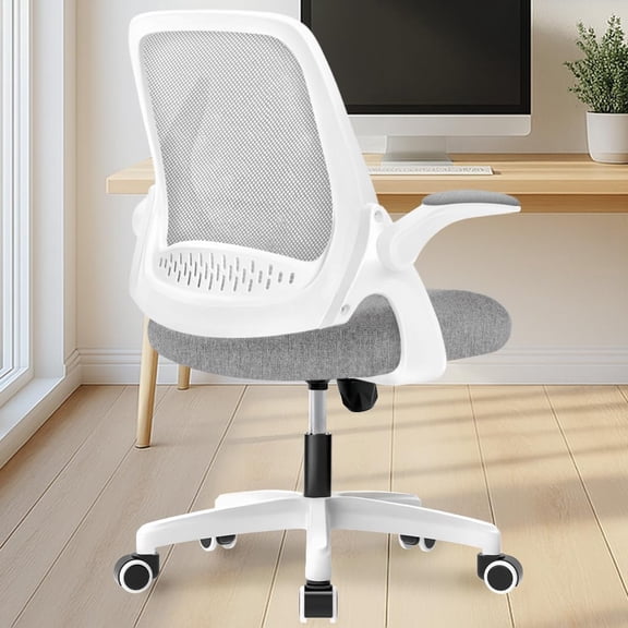 CQAOE Ergonomic Office Desk Chair with Lumbar Support, Adjustable Height, Flip-Up Arms & Swivel Wheels – Mesh Computer Chair for Home Office or Gaming (Grey)