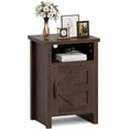 thumbnail image 1 of CQAOE Farmhouse Nightstand with Barn Door & Storage Shelf, Rustic Bedside Table for Bedroom, Living Room, Modern End Table with Cabinet for Home Decor (1, Brown), 1 of 8
