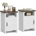 thumbnail image 1 of CQAOE Farmhouse Nightstand with Barn Door & Storage Shelf, Rustic Bedside Table for Bedroom, Living Room, Modern End Table with Cabinet for Home Decor (2, Rustic & White), 1 of 8