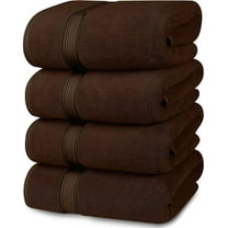 CQAOE Luxury Cotton Bath Towels Set of 4, 27x54 Inches Soft & Absorbent 600 GSM Bathroom Towels for Home, Spa, Hotel – Plush Quick Dry-Dark Brown