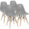 thumbnail image 1 of CQAOE Mid-Century Modern Dining Chairs Set of 4, Ergonomic Shell Plastic Side Chairs with Wood Legs, Versatile for Kitchen, Dining Room, Bedroom, Living Room(Gray), 1 of 9