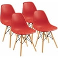 thumbnail image 1 of CQAOE Mid-Century Modern Dining Chairs Set of 4, Ergonomic Shell Plastic Side Chairs with Wood Legs, Versatile for Kitchen, Dining Room, Bedroom, Living Room，Red, 1 of 8