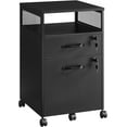 thumbnail image 1 of CQAOE Mobile File Cabinet with Lock, 2-Drawer Filing Cabinet on Wheels, Steel Frame Storage with Open Shelf, Fits A4/Letter-Size Hanging Folders, for Home Office Organization,Ink Black, 1 of 7