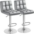 thumbnail image 1 of CQAOE Modern PU Leather Bar Stools Set of 2, Light Gray Swivel Adjustable Hydraulic Counter Height Stools with Square Seat for Kitchen Island, Dining, Home Bar, 1 of 8