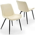 thumbnail image 1 of CQAOE Modern PU Leather Dining Chairs Set of 2, Armless Upholstered Side Chairs with Metal Legs, Accent Kitchen & Dining Room Chairs for Home or Apartment (Cream), 1 of 10
