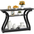 thumbnail image 1 of CQAOE Wood Console Table with Curved Legs and Shelf, 3 Tier Modern Accent Sofa Table for Entrywaty, Living Room, Hallway, 47 in Wide, Easy Assembly (Black), 1 of 14