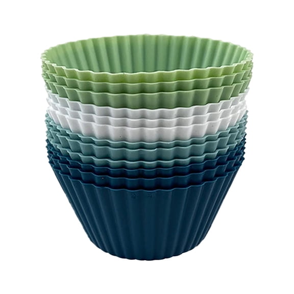 CQCYD 12 Pack Silicone Baking Cups Reusable Non Stick, Muffin Cupcake Mold Oven Microwave Safe Pudding, Kitchen Bakeware Tool, Baking Cups for Home Bakery Dessert Gift