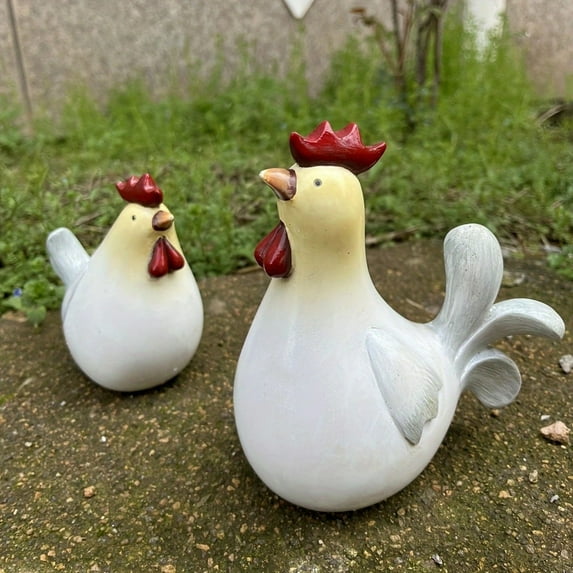 CQCYD 1Pcs Cute Chicken Statue Home Decor, Farmhouse Kitchen Garden Ornament, Aesthetic Resin Rooster Figurine, Vintage Countryside Patio Accent