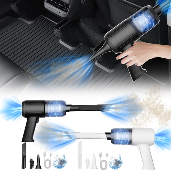 CQCYD 2Pcs Car Vacuum Cleaner, 5000Pa Cordless Handheld Dust Buster, 2-in-1 Blow Suction Wet Dry, USB Rechargeable Car Vacuum for Home Office Keyboard and Pet Hair