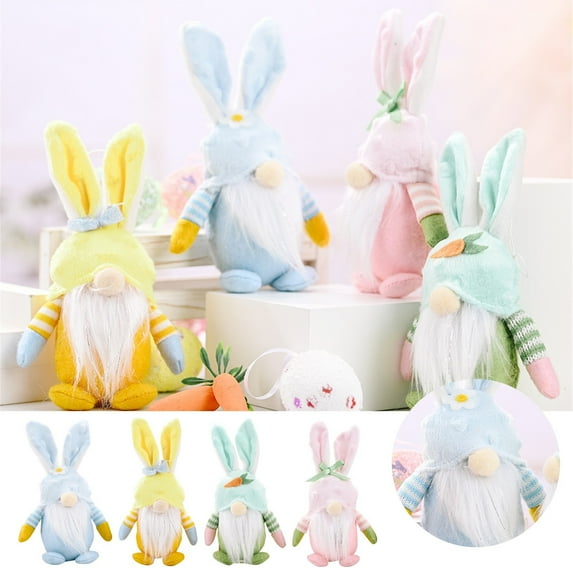 CQCYD 2Pcs Easter Gnome Decorations, Easter Bunny Gnome Ornament Faceless Doll Tabletop Decor Spring Holiday Home Decor Gift ForKidsBoysGirlsEaster Basket Stuffer
