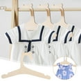 thumbnail image 1 of CQCYD 2Pcs Wooden Baby Hangers, 9-Inch Natural Wood Display Rack with Glossy Smooth Finish, 5-Pack Infant Clothing Organizer, Sturdy Wooden Baby Hangers for Pants and Jackets, 1 of 6