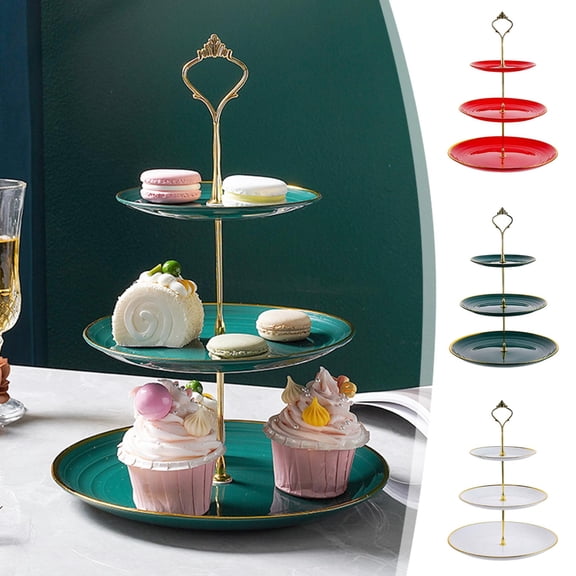 CQCYD 3Pcs Dessert Stand, European Style Multi Tier Snack Tray Luxury Candy Dish Living Room Coffee Table Fruit Bowl Cake Display Platter Party Serving Tray