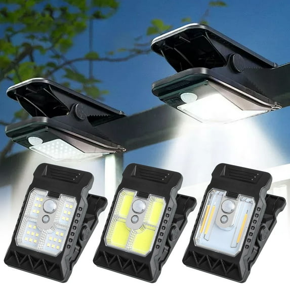 CQCYD 3Pcs Human Body Sensing Solar Clip Lamp, Motion Sensor Solar Powered Wall Light For Outdoor Indoor Garden Patio Courtyard Villa Decoration Waterproof Warm White LED Lighting