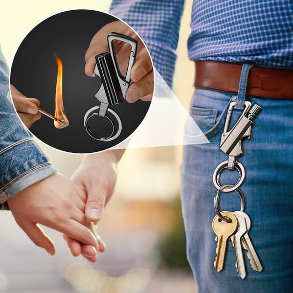CQCYD 3Pcs Multifunctional Keychain Lighter, Permanent Metal Match Kerosene Lighter with Bottle Opener, Outdoor Gear, Portable Fire Starter Tool for Camping Hiking and Emergency Kits