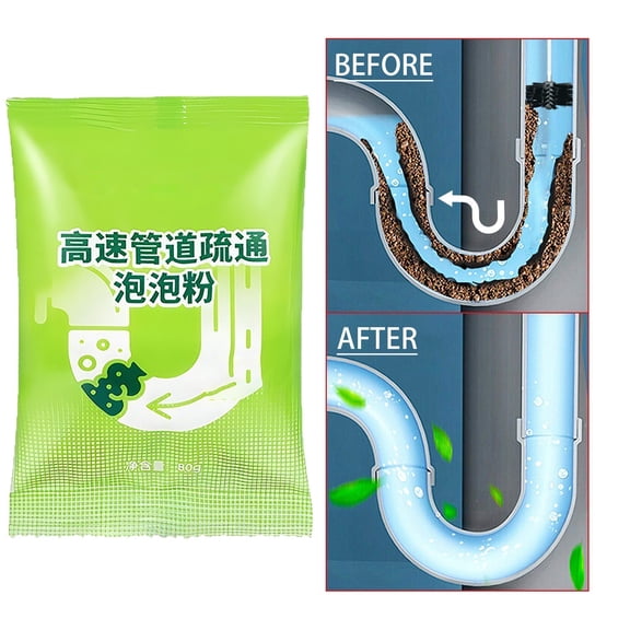 CQCYD 3Pcs Pipe Dredging Powder 80g, Fast Unblocking Drain Cleaner for Kitchen Sink Bathroom Toilet, Concentrated Pipe Cleaner Powder, Gentle Formula Protects Pipes, Long-Lasting Clog Remover for
