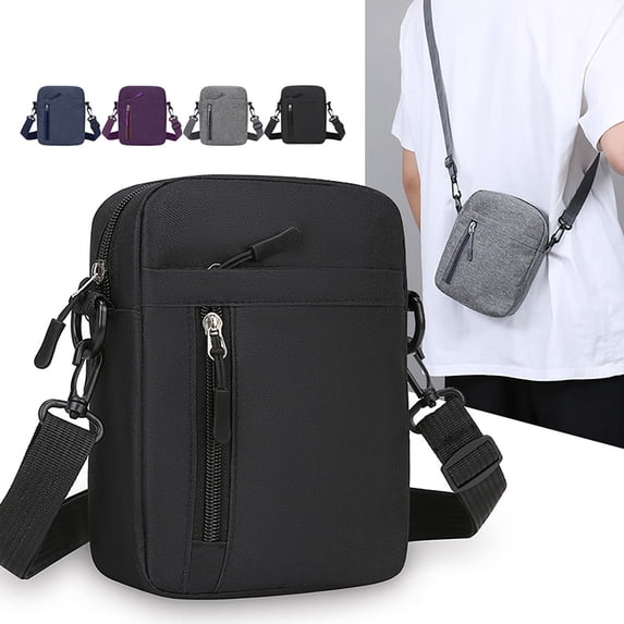 CQCYD 4Pcs Men's Crossbody Bag, Water-Repellent Nylon Shoulder Pack, Lightweight Casual Chest Sling, Multi-Pocket Business Travel Purse for Phone Keys and Daily Commute