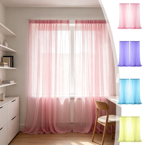 CQCYD 4Pcs Sheer Curtains 55x90 Light Filtering Voile Curtains for Bedroom Living Room, Airy Rod Pocket Window Drapes, Semi Sheer Polyester Curtain Panels for Dining Room Office Decor, 1 Panel