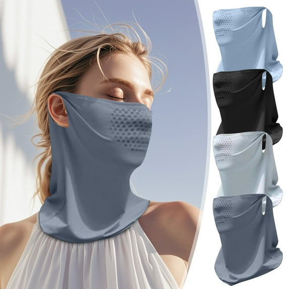 CQCYD 4Pcs Upf50+ Sunscreen Face Mask Neck Protector, Outdoor Cycling Fishing UV Protection Gear, Breathable Full Face Covering Ear Hanging, Summer Essential Sun Protective Accessory For Men Women