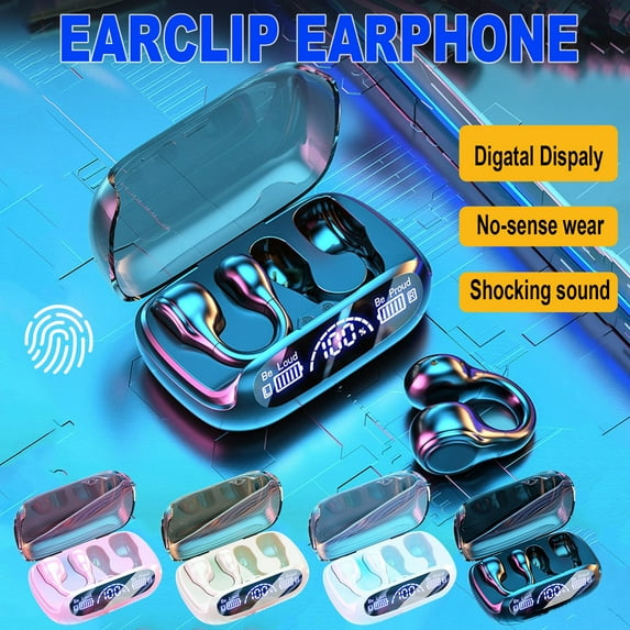 CQCYD 4Pcs Wireless Ear Clip Headphones Bluetooth 5.3, Open Ear Bone Conduction Headphones For Running Cycling Driving, Translation Headphones 144 Languages Real Time, Mini Comfortable Sport