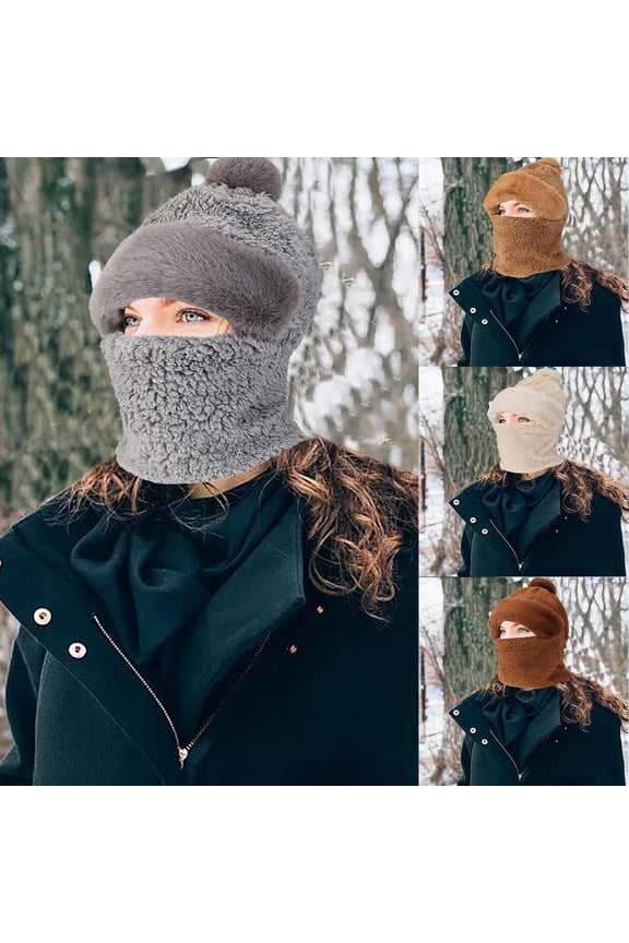under $5 1Pcs Balaclava Hat, Winter Balaclava Hat Scarf,Warm Fleece Ear Protection Hood,Outdoor Skiing Riding Face Mask,Cold Weather Windproof Neck Warmer,Women's Fashion Integrated Hat