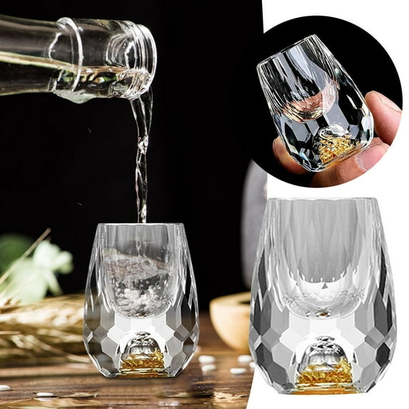 CQCYD under $5 1Pcs Crystal Wine Glasses, Crystal Wine Glass, Diamond Cut Wine Tumbler, Stemless Drinking Glass, Gold Foil Wine Glass, Barware Cocktail Glass, Elegant Beverage Glass