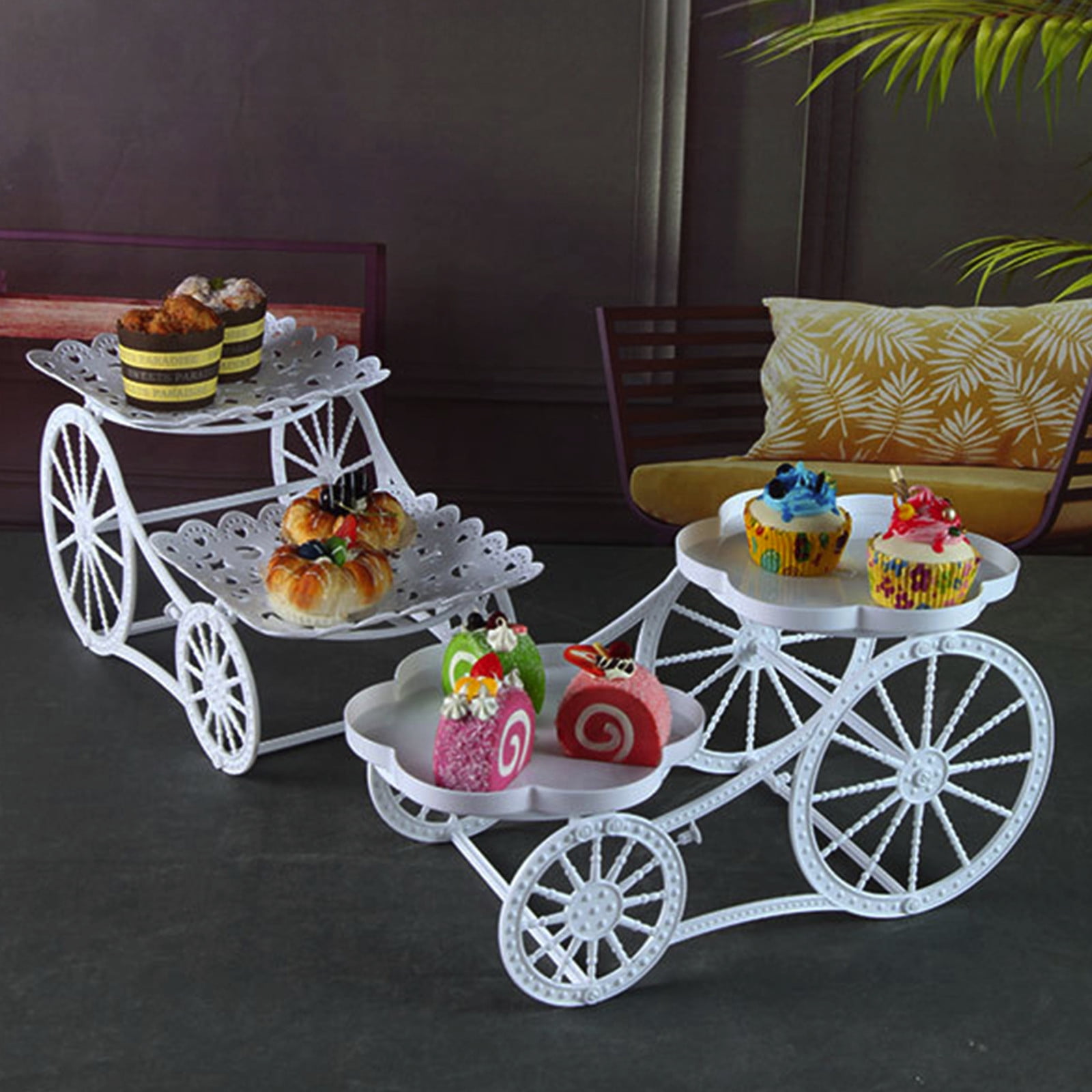 CQCYD under $5 2-Tier Cinderella Carriage Cake Stand, Princess Pumpkin Centerpiece Dessert Display Stand Cup Cake Holder Centerpiece for Wedding Birthdays Party Decorations Supplies