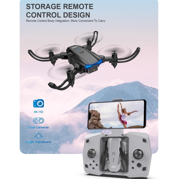 CQCYD under $5 2Pcs 4K HD Camera Drone, Mini Foldable 4K Camera Drone, WIFI FPV RC Quadcopter, Altitude Hold Aerial Photography UAV, Beginner FriendlyToyDrone