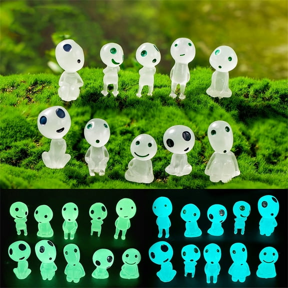 CQCYD under $5 2Pcs Luminous Garden Elves, Luminous Tree Elves Garden Decoration, Glow in the Dark Potted Decor Accessories, Miniature Fairy Garden Ornaments, Princess Mononoke Inspired Decor