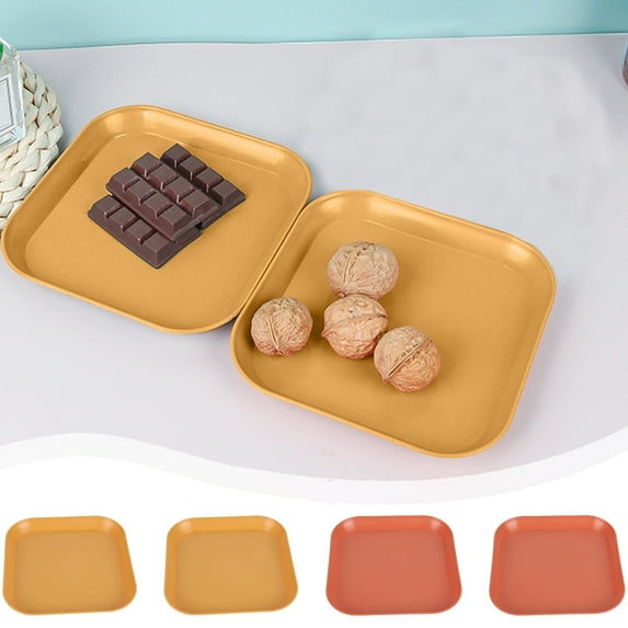 CQCYD Under $5 2Pcs Plastic Dessert Plates, Unbreakable Dinner Plates, Reusable Plastic Plate, Lightweight Salad Plates for Camping/Kitchen, Dishwasher & Microwave Safe