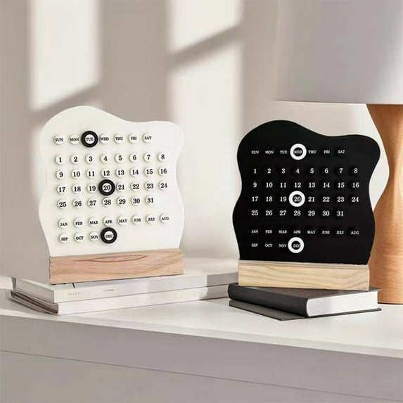 CQCYD under $5 2Pcs Wooden Calendar, Wooden DIY Desktop Perpetual Calendar, Creative Office Desk Planner Decoration, Daily Schedule Organizer, Study Home Office Supplies, Handmade Date Display