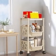 thumbnail image 1 of CQCYD under $5 3-Tier Rolling Utility Cart with Wheels, Multifunctional Plastic Trolley, Mobile Storage Organizer Cart for Kitchen Bathroom Room Dorm Laundry Room, 1 of 6