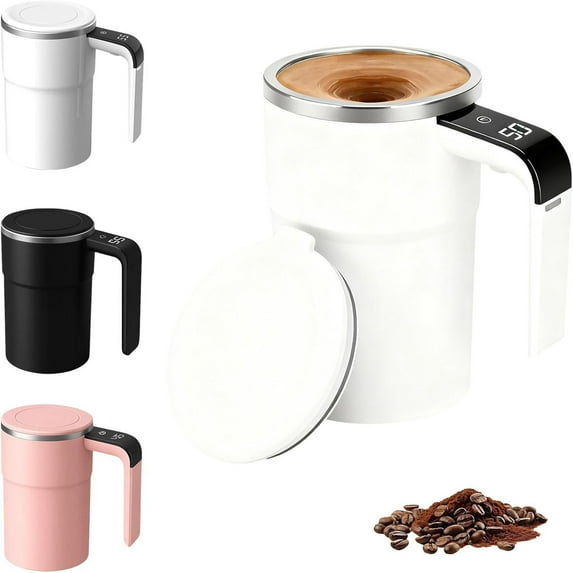 CQCYD under $5 3Pcs Self-Stirring Coffee Mug, Self Stirring Coffee Mug, Magnetic Automatic Mixing Cup with Temperature Display, Smart Stirring Travel Mug, Insulated Coffee Cup