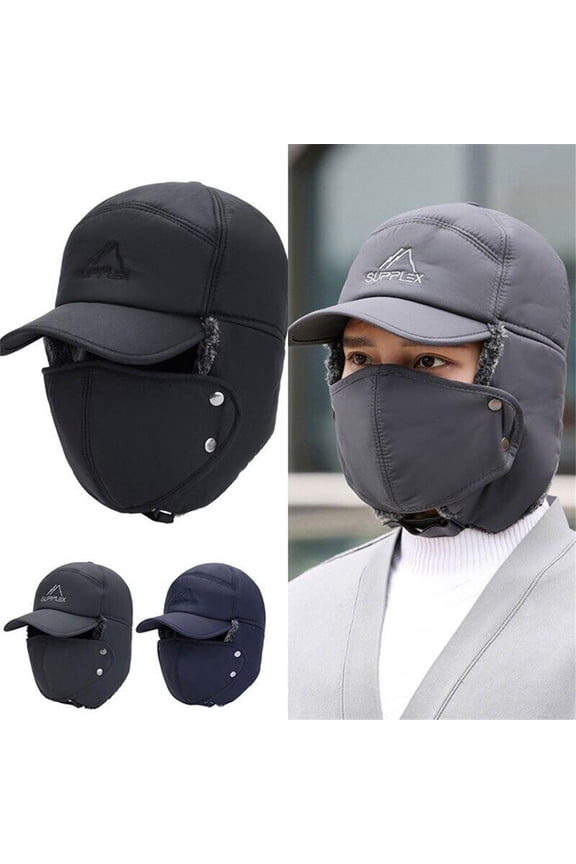 under $5 3Pcs Trapper Winter Hat, Windproof Trapper Hat with Ear Flaps, 3 in 1 Thermal Winter Hat, Full Face Warmer Cover, Cycling Motorcycle Balaclava, Cold Weather Ski Hat