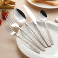 thumbnail image 1 of CQCYD Under $5 5-Piece Silverware Flatware Set, Stainless Steel Twisted Cutlery Set with Knives Spoons Forks, Eating Utensils for Wedding Festival Party, Dishwasher Safe, 1 of 6
