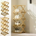 thumbnail image 1 of CQCYD under $5 5 Tier Bamboo Shoe Rack, Portable Folding Free Standing Shoes Organizer Shoe Storage Rack, Small Shoe Rack Perfect for Corridors, Bedrooms and Small Spaces, 1 of 9