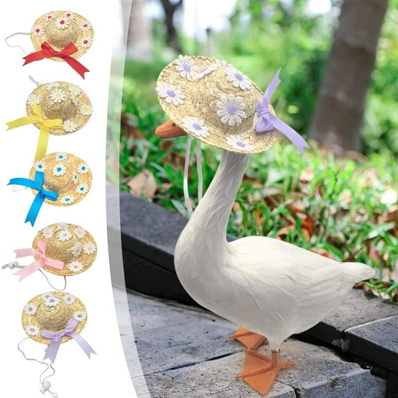 CQCYD under $5 5Pcs Summer Porch Goose Hat, Porch Goose Costume Hat, Summer Garden Floral Hat for Lawn Goose Decor, Easter Spring Home Porch Decoration, Decorative Hat for Outdoor Garden Statue