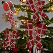 CQCYD under $5 78.74inch Christmas Buffalo Plaid Ribbons Burlap Wired Edge Plaid Ribbons Check Gingham Fabric Craft Ribbon for DIY Bowknots Wrapping Decoration