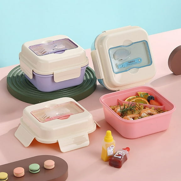 CQCYD under $5 Adult Lunch Box, Stackable Lunch Containers, Bento Box with Utensil Set, Leak-Proof Lunchbox for Dining Out, Work, Picnic, Microwave Dishwasher Freezer Safe