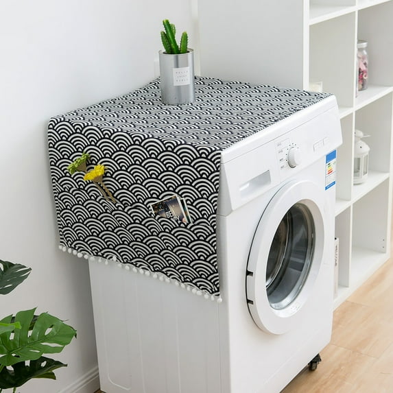 CQCYD under $5 Appliance Cover, Bohemian Refrigerator Cover Cloth Washing Machine Dust Cover, Decorative Appliance Cover for Kitchen Laundry, Linen Fabric Washer Dryer Protector