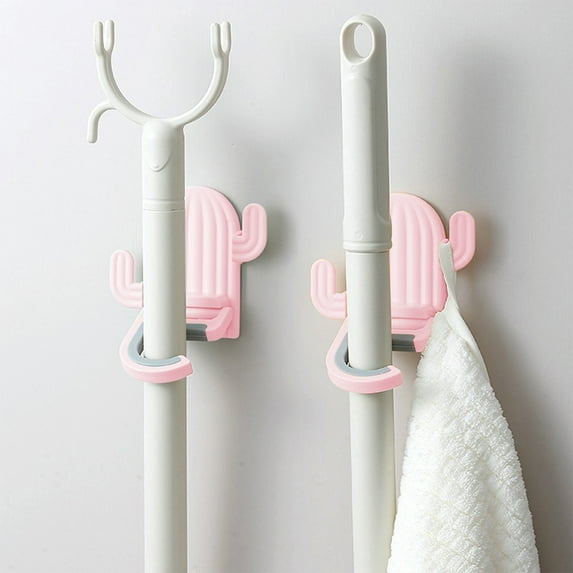 CQCYD under $5 Broom Holder Wall Mount Mop Grippers No Drilling Self Adhesive Anti-Slip Mop Handle Hanger Dustpan and Broom Organizer Garage Storage Racks