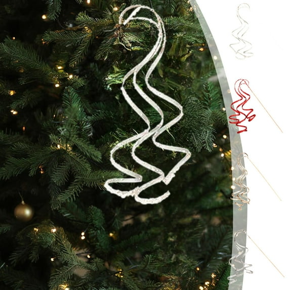 CQCYD under $5 Christmas Glitter Curly Spray Picks, Glitter Curly Ting Ting Branches Christmas Branches Vase Filler Artificial Curly Twigs for Christmas Tree Garland Wreath Decoration