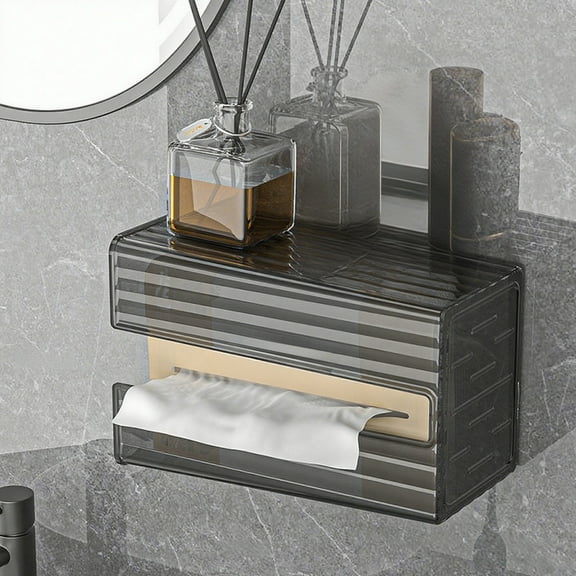 CQCYD under $5 Clear Acrylic Tissue Box, Wall Mounted Box Covers Rectangular, Bathroom Facial Napkin Box Holders, Table Clear Dryer Sheet Dispenser for Bathroom, Kitchen